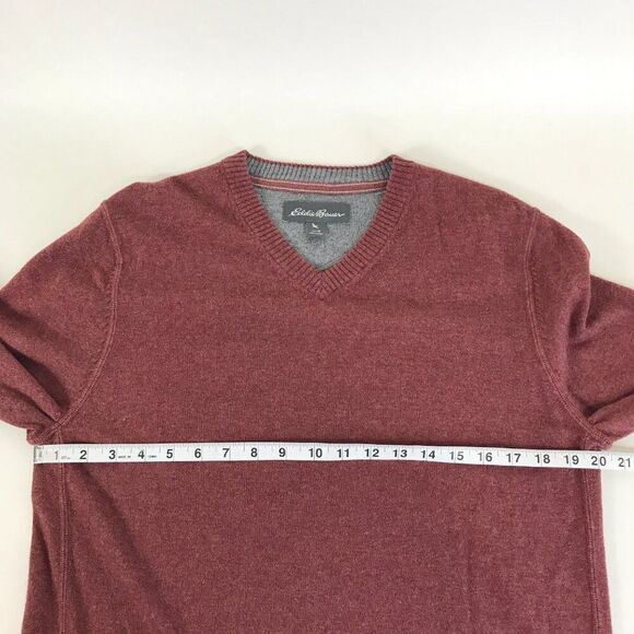 Eddie Bauer V-Neck Pullover Sweater Men's Medium Cotton Merino Wool Blend Winter - Picture 7 of 11